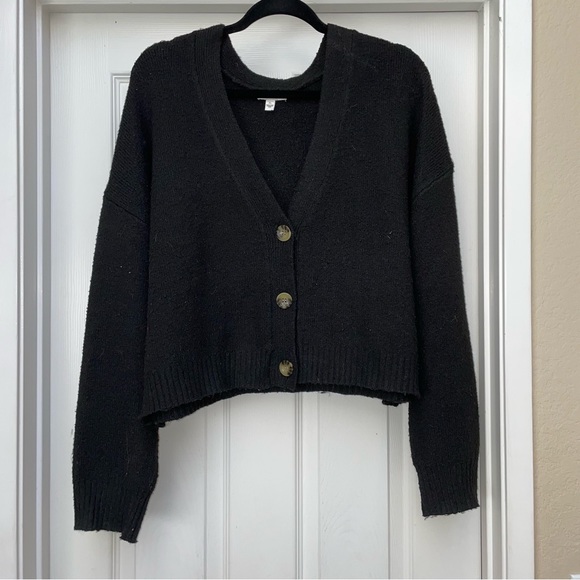BP. Black Cropped Knit Cardigan - XL - Picture 3 of 7